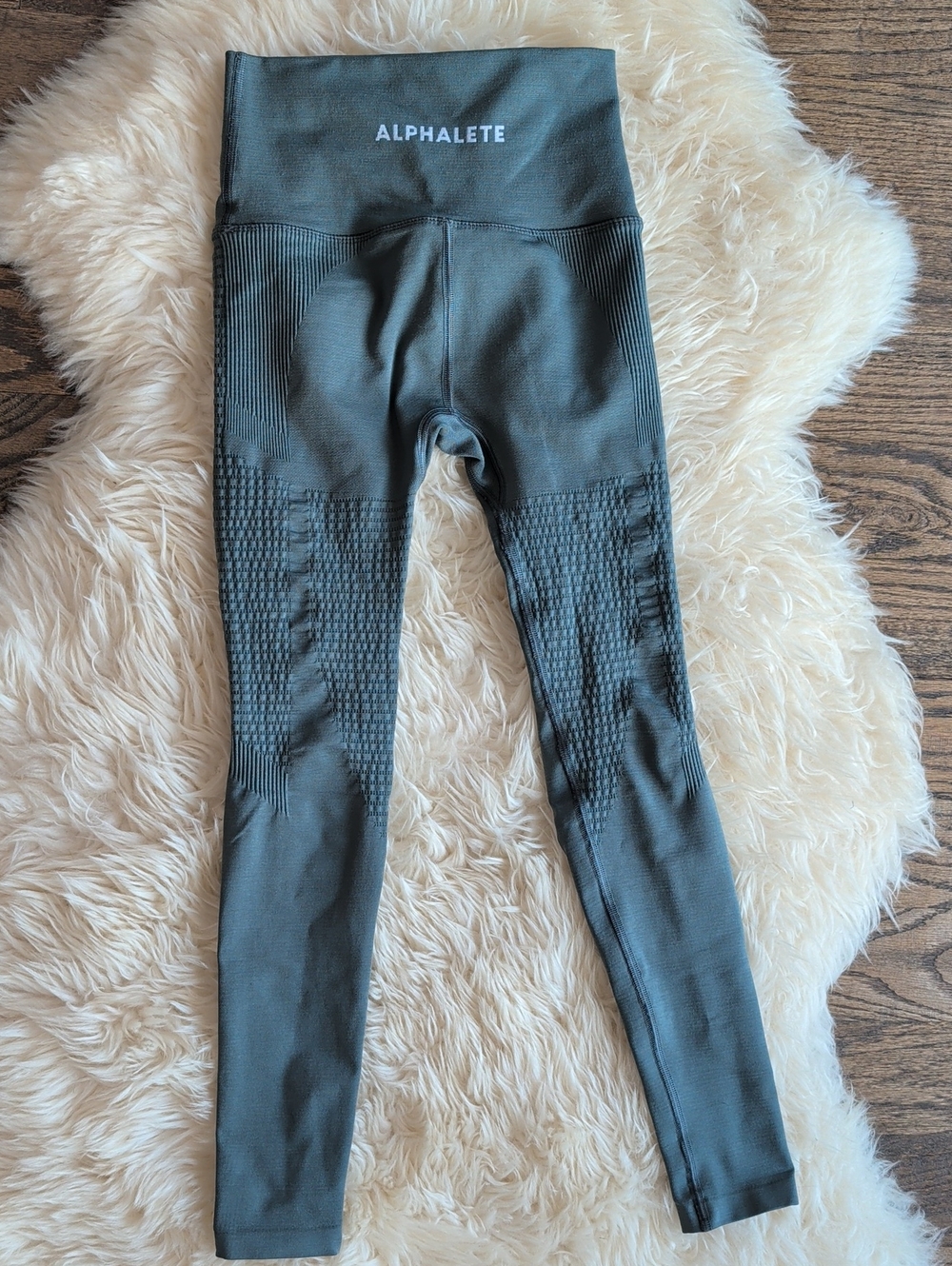 Alphalete Kids Olive Leggings with Textured Panels